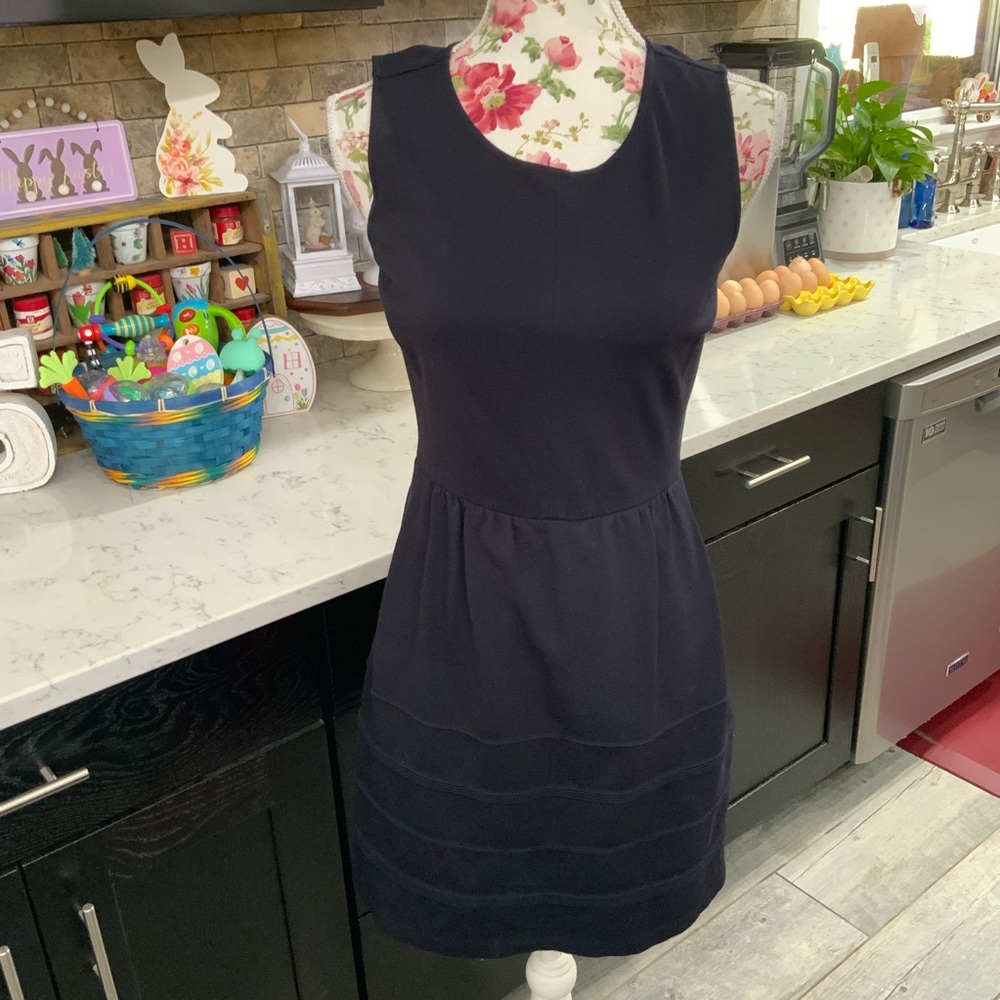 J. Crew Women's Sz 2 Dress Navy Blue Sleeveless Classic Career To Casual A0119